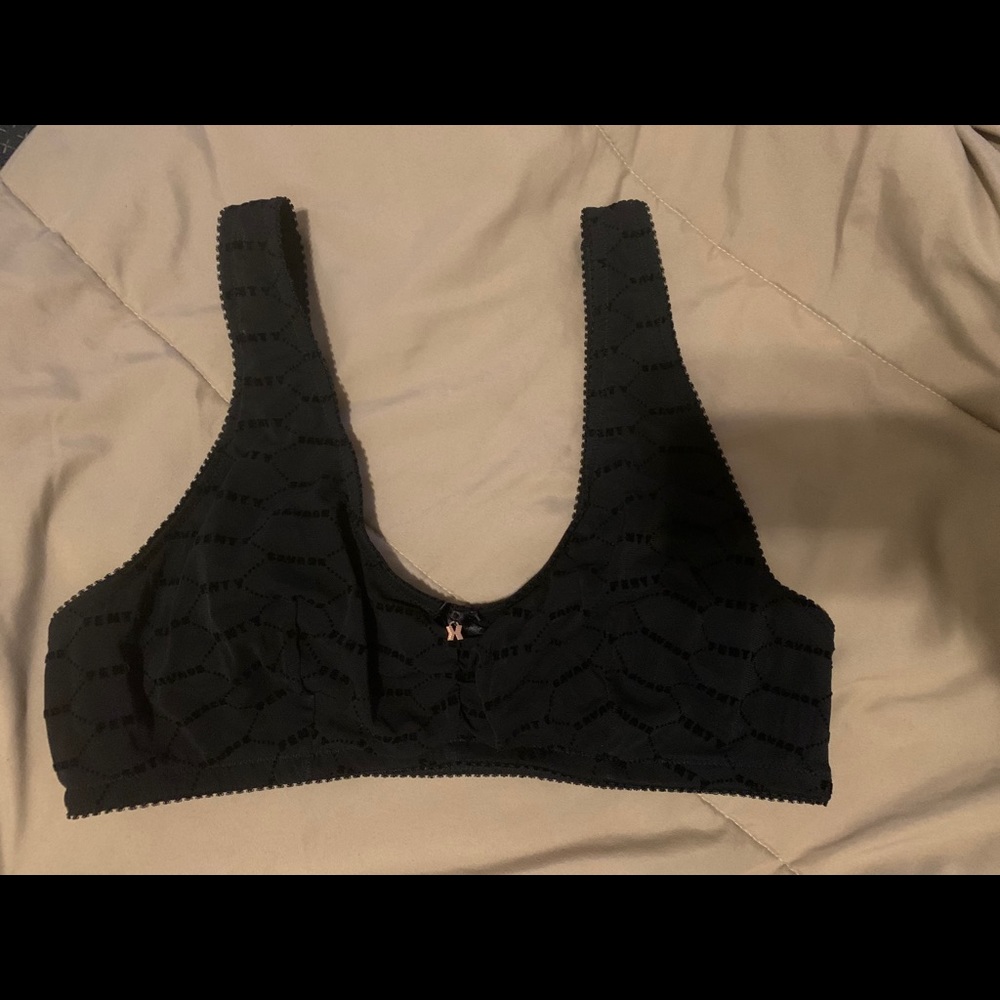 Flocked logo bralette